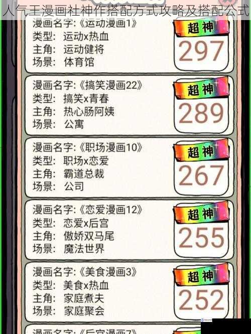 人气王漫画社神作搭配方式攻略及搭配公式