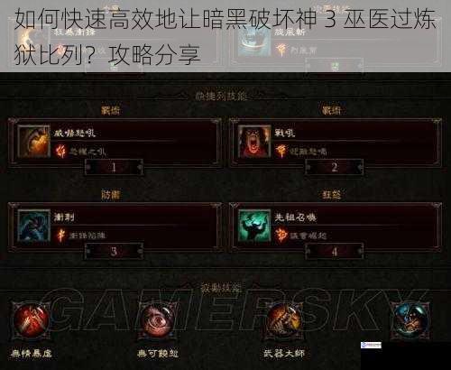 如何快速高效地让暗黑破坏神 3 巫医过炼狱比列?攻略分享