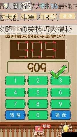 请去到游戏大挑战最强大脑大乱斗第 213 关攻略:通关技巧大揭秘