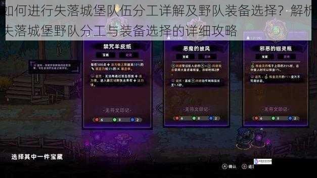 如何进行失落城堡队伍分工详解及野队装备选择?解析失落城堡野队分工与装备选择的详细攻略