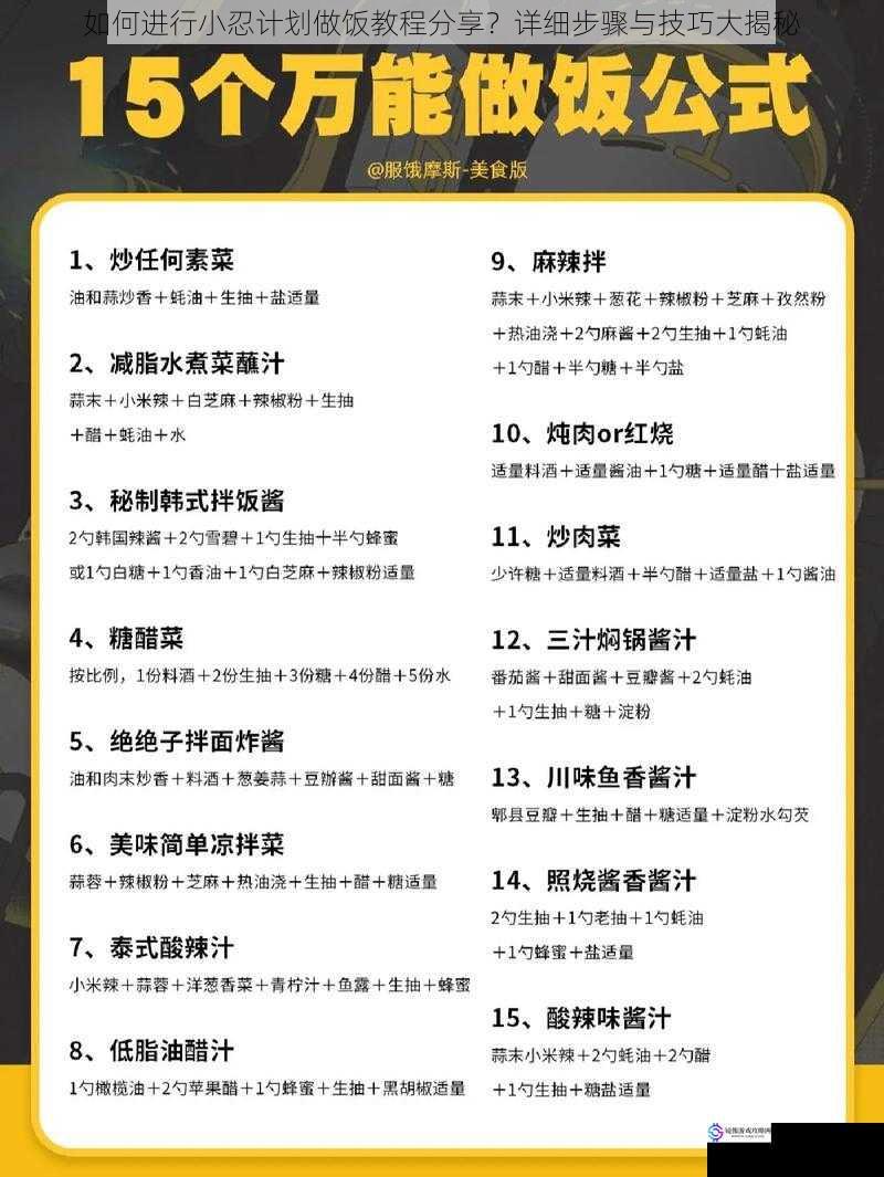 如何进行小忍计划做饭教程分享?详细步骤与技巧大揭秘