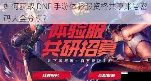 如何获取 DNF 手游体验服资格共享账号密码大全分享?