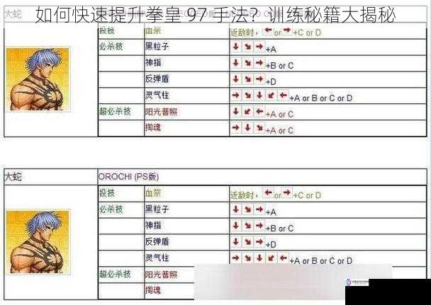 如何快速提升拳皇 97 手法?训练秘籍大揭秘