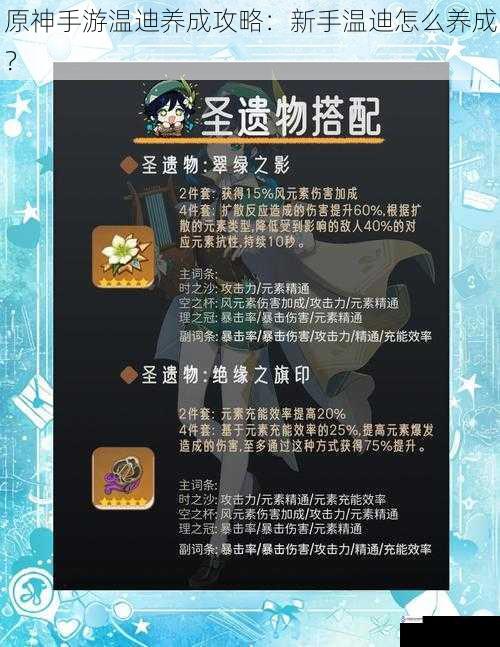 原神手游温迪养成攻略:新手温迪怎么养成?