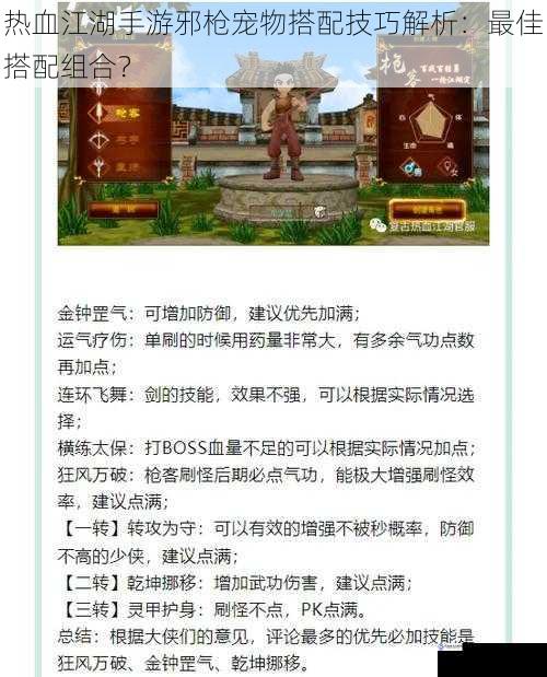 热血江湖手游邪枪宠物搭配技巧解析:最佳搭配组合?