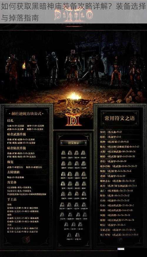 如何获取黑暗神庙装备攻略详解?装备选择与掉落指南