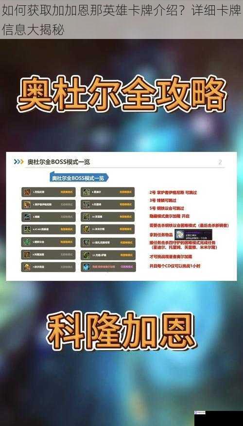 如何获取加加恩那英雄卡牌介绍?详细卡牌信息大揭秘