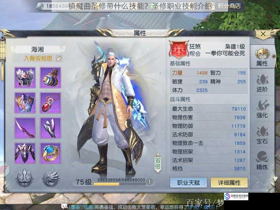 镇魔曲圣修带什么技能?圣修职业技能介绍