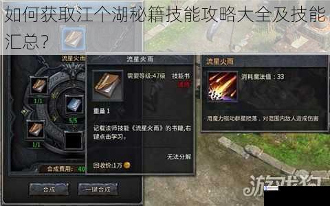 如何获取江个湖秘籍技能攻略大全及技能汇总?
