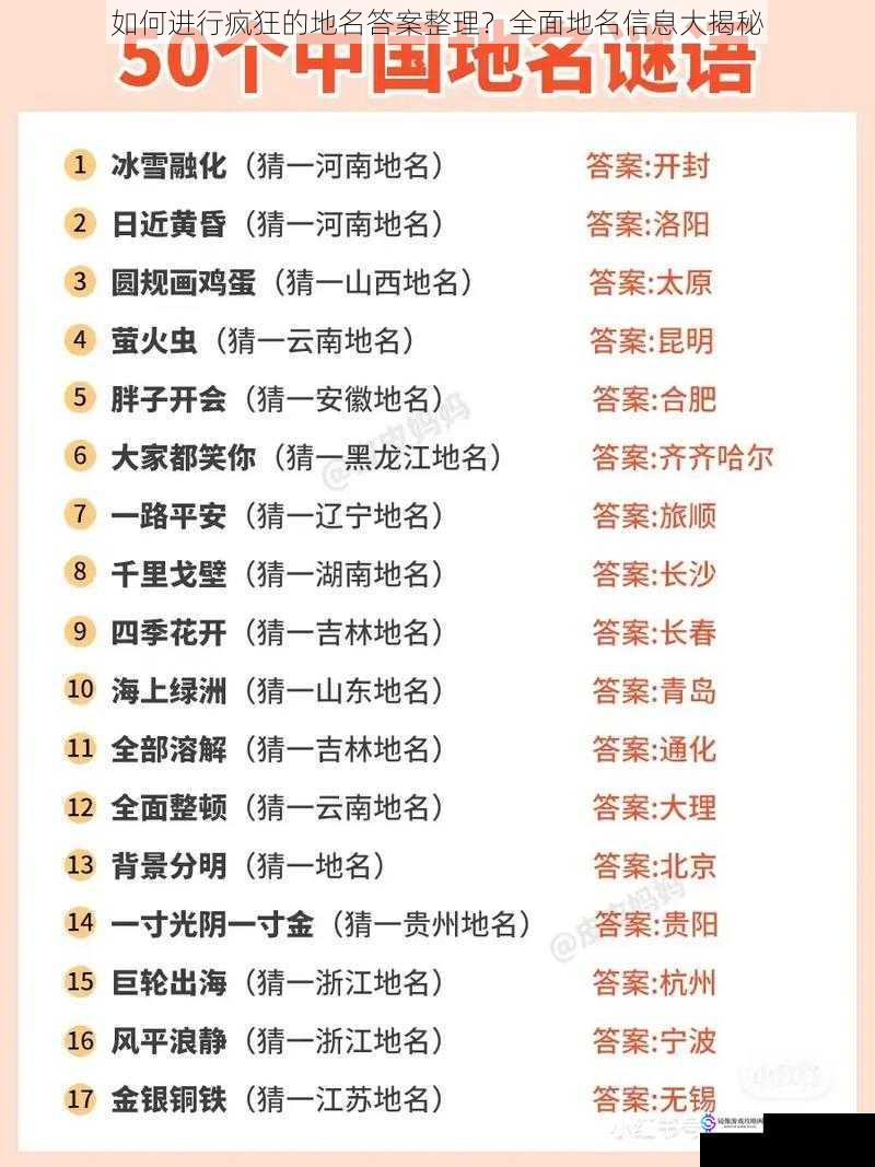 如何进行疯狂的地名答案整理?全面地名信息大揭秘