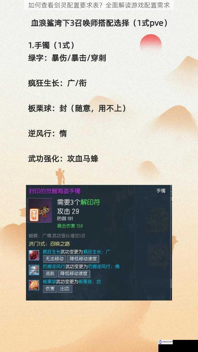 如何查看剑灵配置要求表?全面解读游戏配置需求