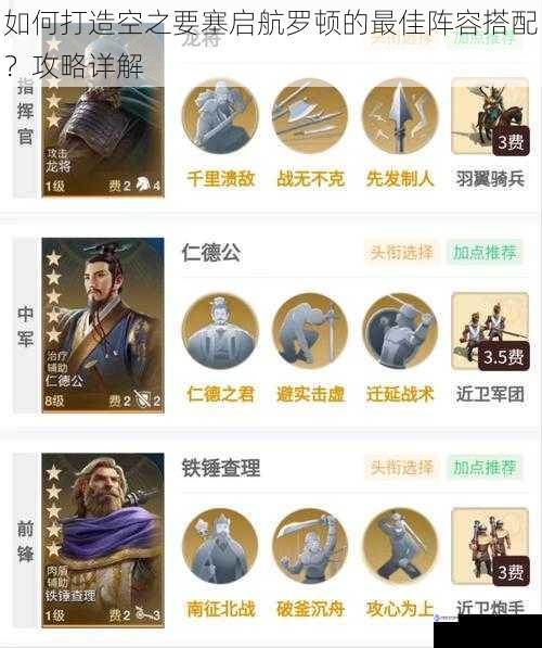 如何打造空之要塞启航罗顿的最佳阵容搭配?攻略详解