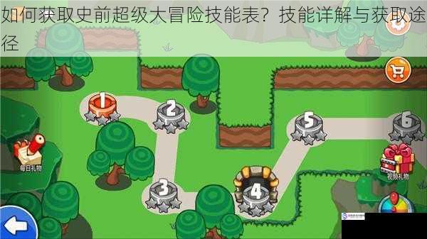 如何获取史前超级大冒险技能表?技能详解与获取途径