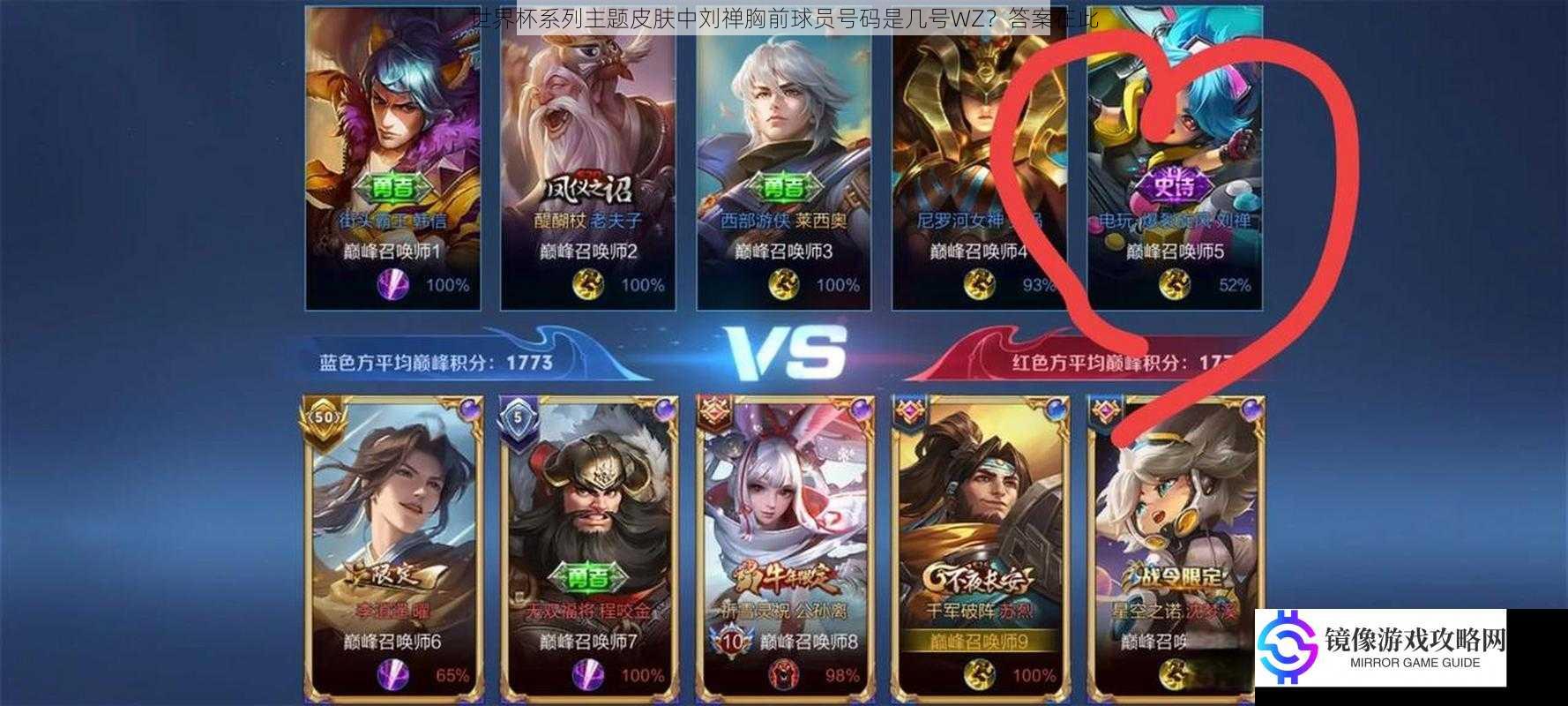 世界杯系列主题皮肤中刘禅胸前球员号码是几号 WZ?答案在此