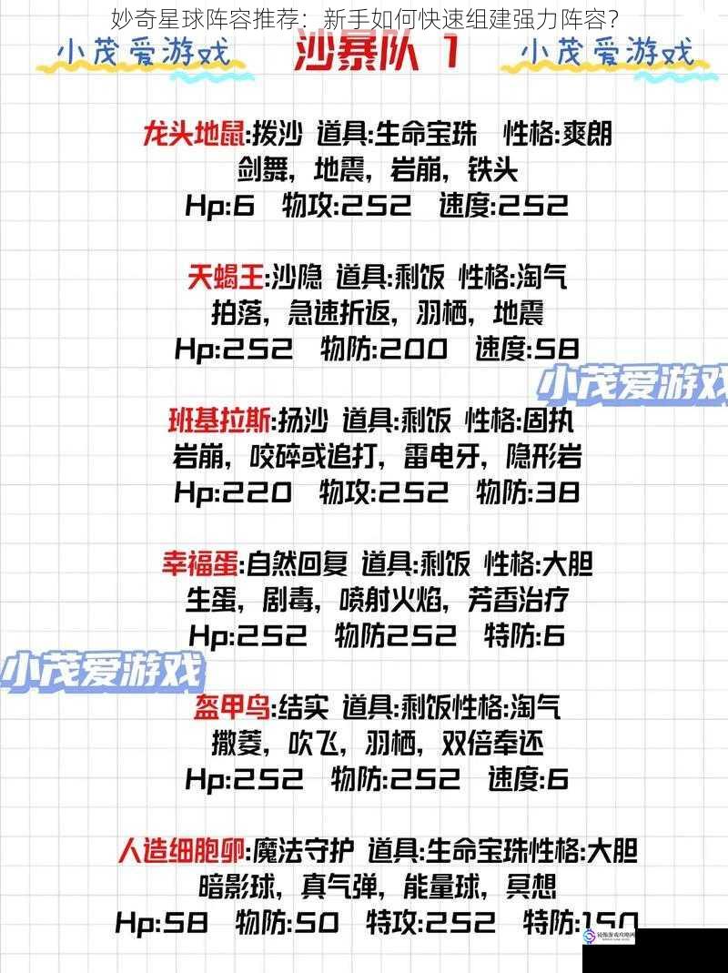 妙奇星球阵容推荐:新手如何快速组建强力阵容?