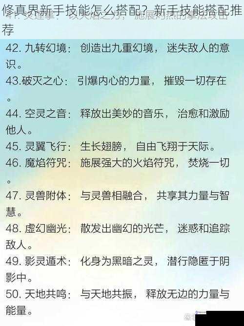修炼功法与基础技能搭配