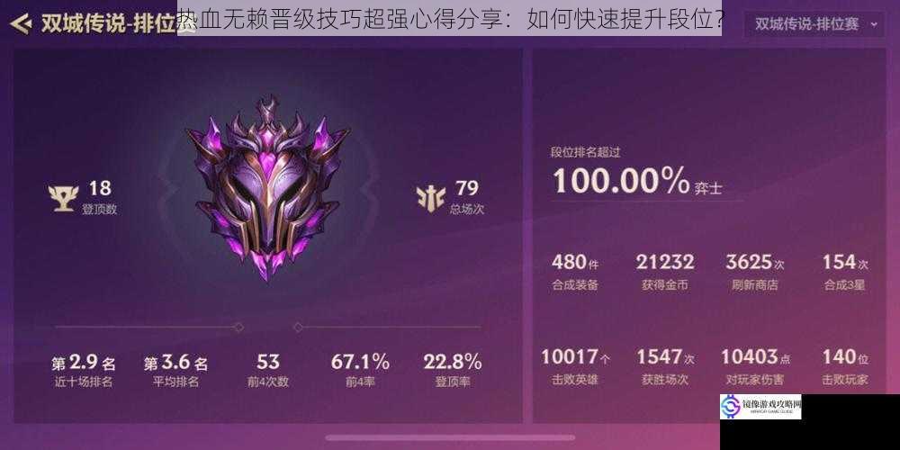 热血无赖晋级技巧超强心得分享:如何快速提升段位?