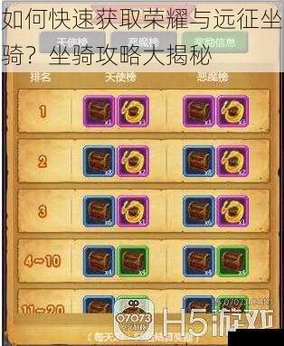 如何快速获取荣耀与远征坐骑?坐骑攻略大揭秘