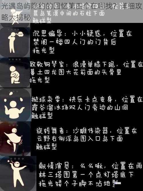 光遇岛屿隐约的回忆第四个在哪找?详细攻略大揭秘