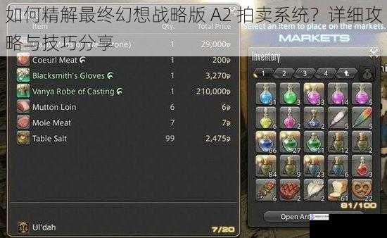 如何精解最终幻想战略版 A2 拍卖系统?详细攻略与技巧分享