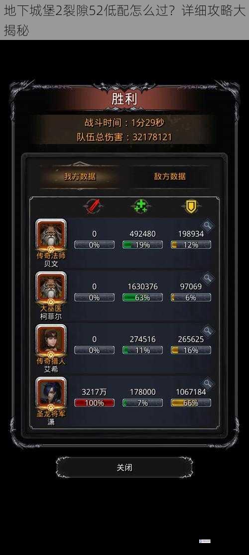 地下城堡2裂隙52低配怎么过?详细攻略大揭秘