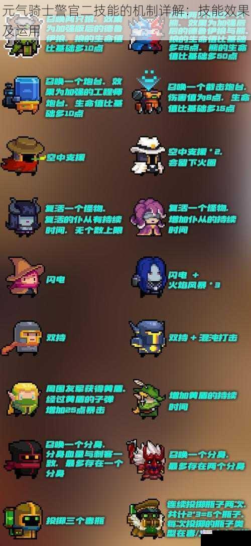 元气骑士警官二技能的机制详解:技能效果及运用
