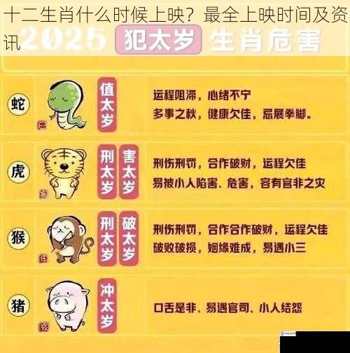 十二生肖什么时候上映?最全上映时间及资讯