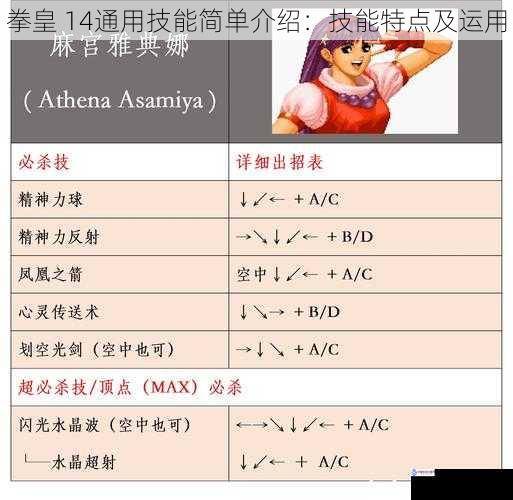 拳皇 14通用技能简单介绍:技能特点及运用
