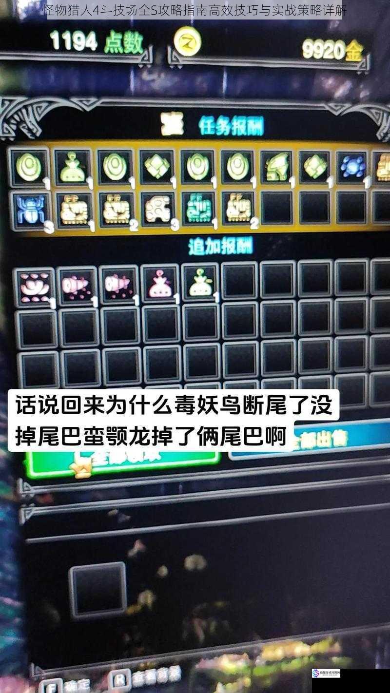 怪物猎人4斗技场全S攻略指南高效技巧与实战策略详解
