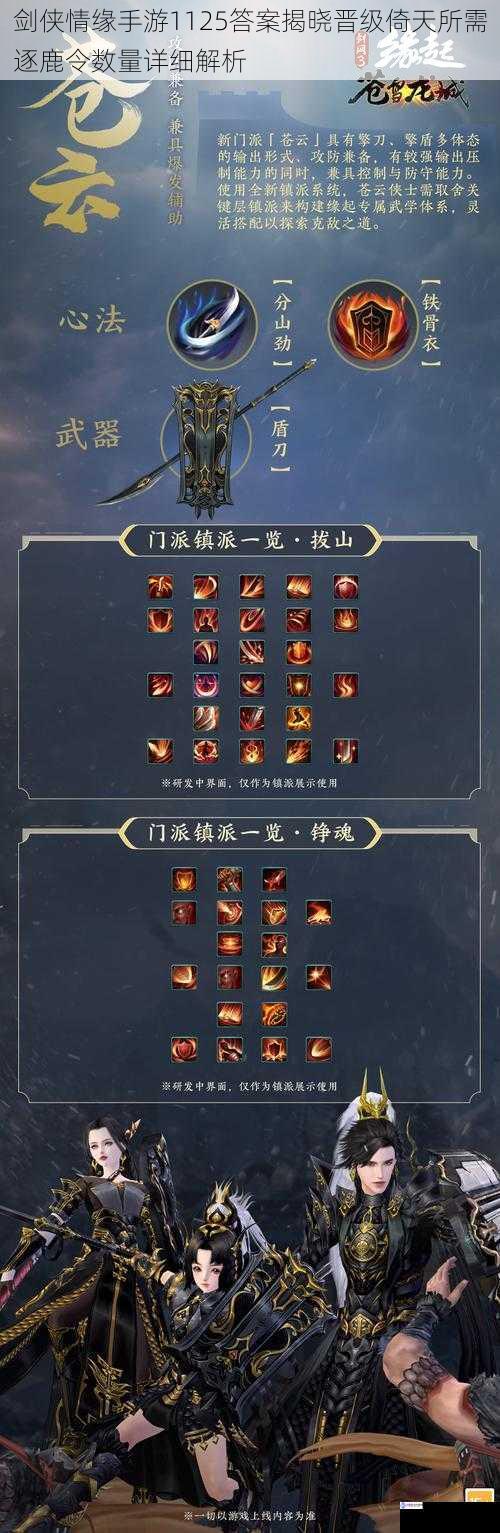 剑侠情缘手游1125答案揭晓晋级倚天所需逐鹿令数量详细解析