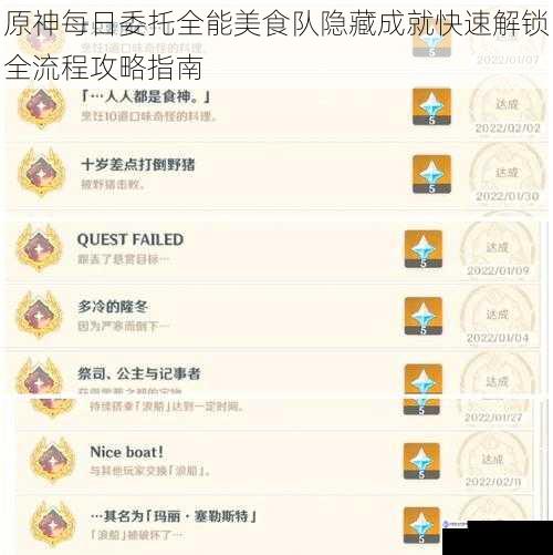 原神每日委托全能美食队隐藏成就快速解锁全流程攻略指南