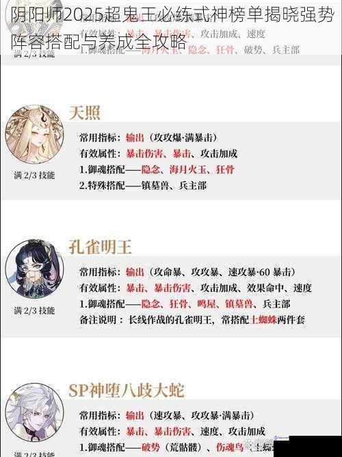 阴阳师2025超鬼王必练式神榜单揭晓强势阵容搭配与养成全攻略