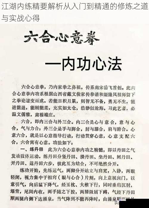 江湖内练精要解析从入门到精通的修炼之道与实战心得