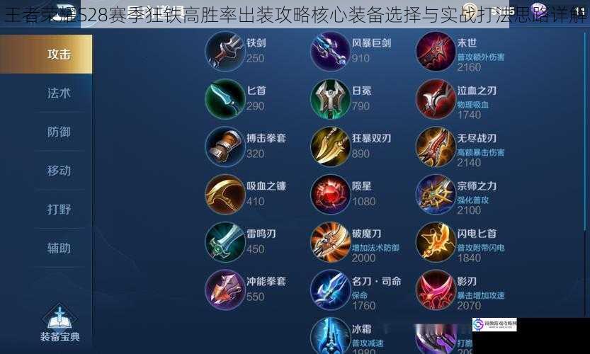 王者荣耀S28赛季狂铁高胜率出装攻略核心装备选择与实战打法思路详解