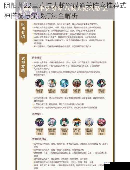 阴阳师22章八岐大蛇密谋通关阵容推荐式神搭配与实战打法全解析