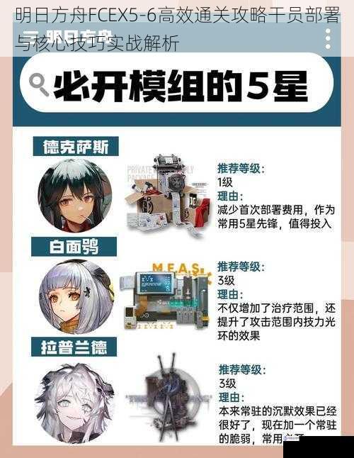 明日方舟FCEX5-6高效通关攻略干员部署与核心技巧实战解析