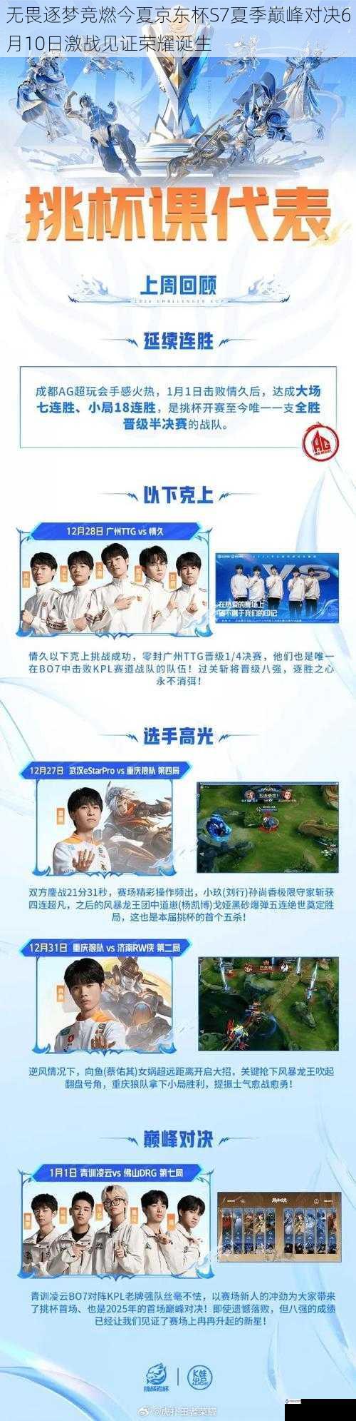 无畏逐梦竞燃今夏京东杯S7夏季巅峰对决6月10日激战见证荣耀诞生