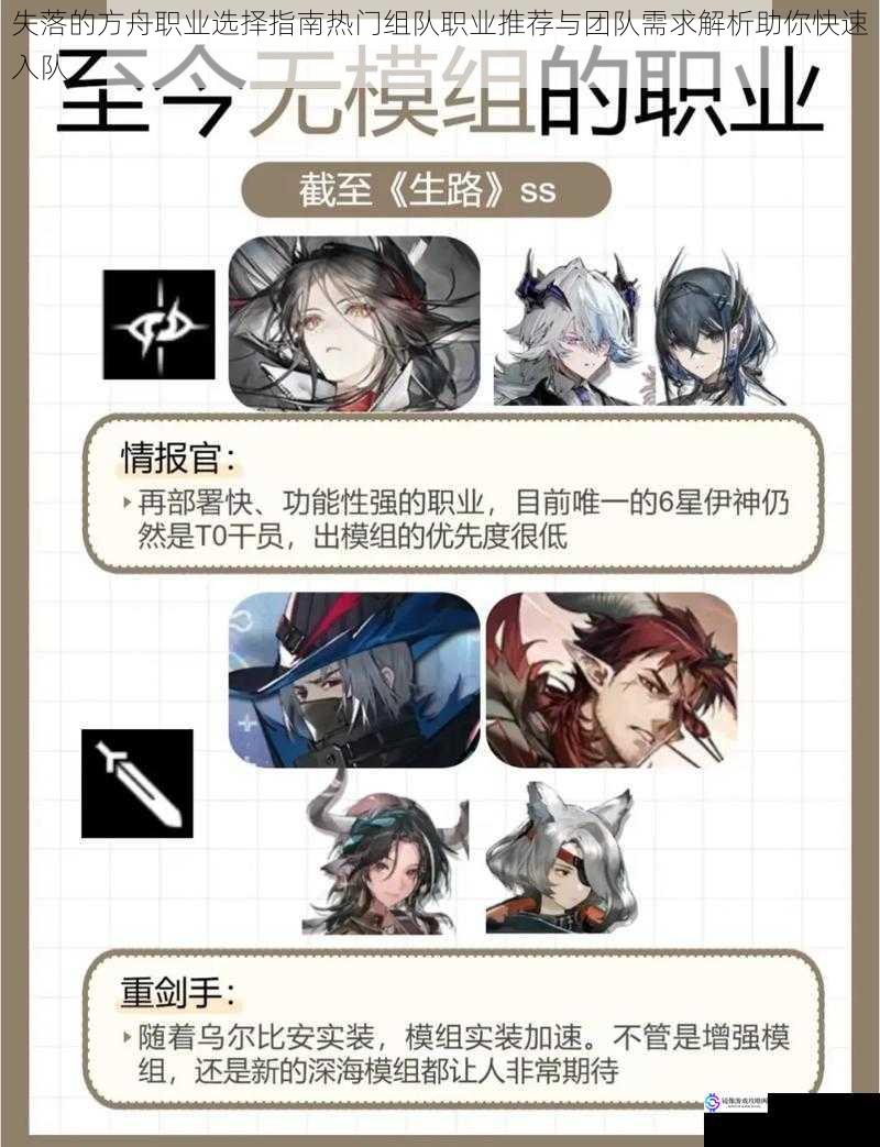 失落的方舟职业选择指南热门组队职业推荐与团队需求解析助你快速入队