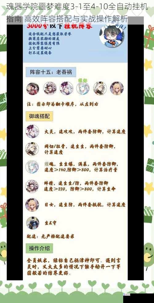 魂器学院噩梦难度3-1至4-10全自动挂机指南 高效阵容搭配与实战操作解析