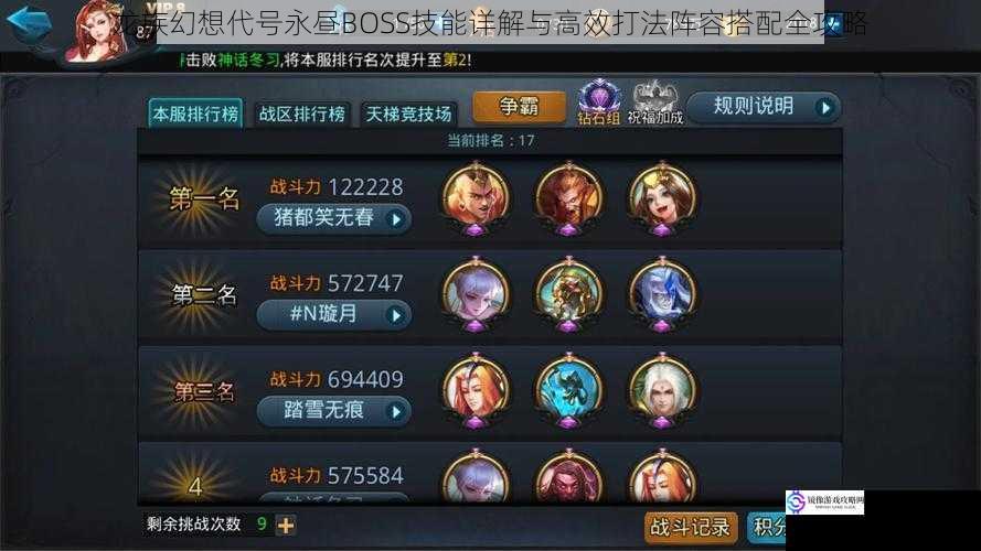 龙族幻想代号永昼BOSS技能详解与高效打法阵容搭配全攻略