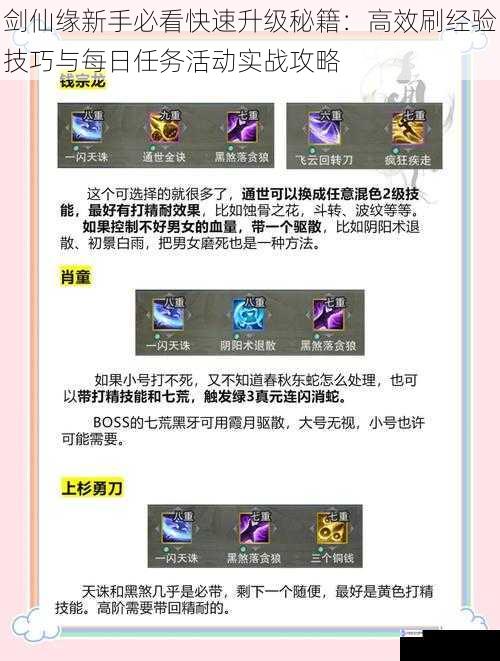 剑仙缘新手必看快速升级秘籍：高效刷经验技巧与每日任务活动实战攻略