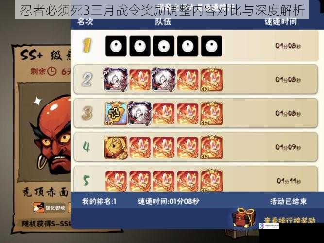忍者必须死3三月战令奖励调整内容对比与深度解析