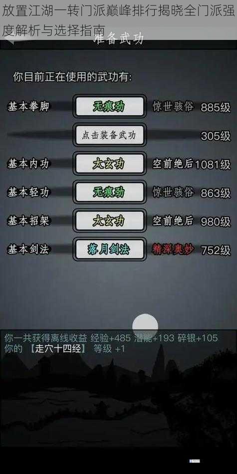 放置江湖一转门派巅峰排行揭晓全门派强度解析与选择指南