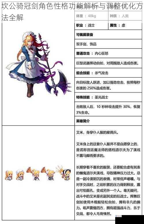坎公骑冠剑角色性格功能解析与调整优化方法全解