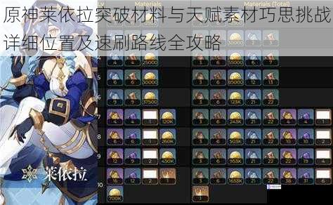 原神莱依拉突破材料与天赋素材巧思挑战详细位置及速刷路线全攻略