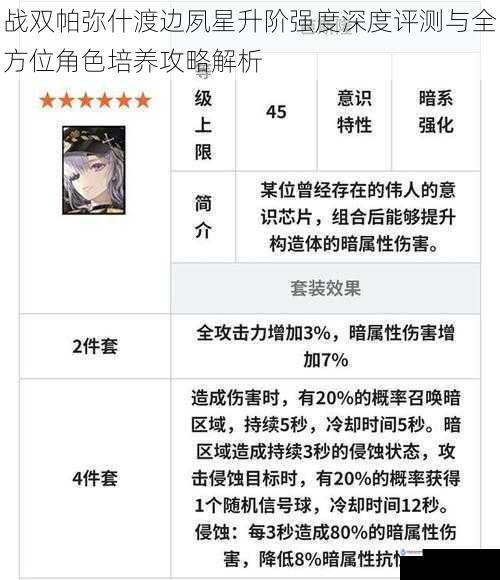 战双帕弥什渡边夙星升阶强度深度评测与全方位角色培养攻略解析