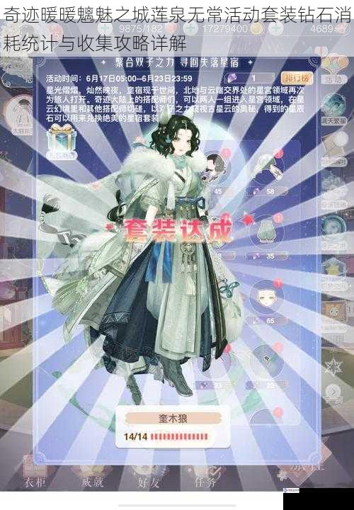 奇迹暖暖魑魅之城莲泉无常活动套装钻石消耗统计与收集攻略详解
