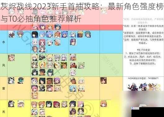 灰烬战线2023新手首抽攻略：最新角色强度榜与T0必抽角色推荐解析